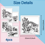 Globleland 4Pcs 4 Styles PVC Stamp, for DIY Scrapbooking, Building, 55x55mm, 1pc/style