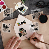 Globleland 4Pcs 4 Styles PVC Stamp, for DIY Scrapbooking, Cat Shape, 55x55mm, 1pc/style