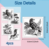 Globleland 4Pcs 4 Styles PVC Stamp, for DIY Scrapbooking, Raven, 55x55mm, 1pc/style