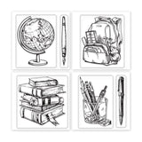 Globleland 4Pcs 4 Styles PVC Stamp, for DIY Scrapbooking, Book, 55x55mm, 1pc/style