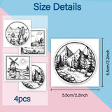 Globleland 4Pcs 4 Styles PVC Stamp, for DIY Scrapbooking, Mountain, 55x55mm, 1pc/style