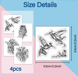 Bird PVC Stamp, 4Pcs/Set