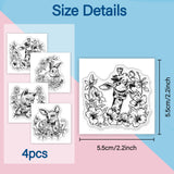 Rabbit PVC Stamp, 4Pcs/Set