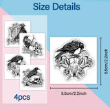 Raven PVC Stamp, 4Pcs/Set