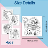 Girl PVC Stamp, 4Pcs/Set
