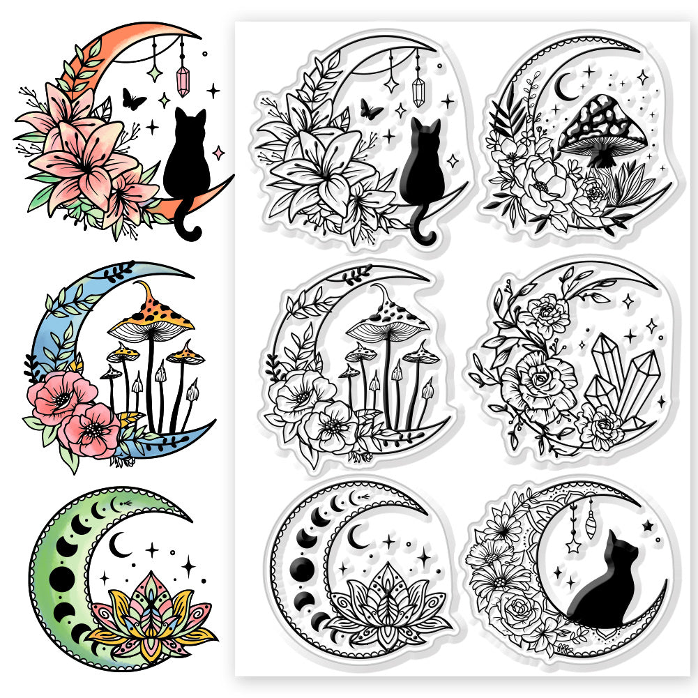 GLOBLELAND Circle Background Clear Stamps Circle Decorative Clear Stamps  Silicone Clear Stamps for Card Making Silicone DIY Scrapbooking Journaling