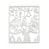 GLOBLELAND Christmas Carbon Steel Cutting Dies Stencils,  for DIY Scrapbooking/Photo Album, Decorative Embossing DIY Paper Card, Rectangle with Word Merry Christmas, Matte Platinum Color, 117.5x97.5x0.7mm