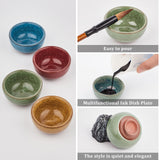 Globleland 4Pcs 4 Colors Multifunctional Ink Dish Plate, Mini Ink Dish for Chinese Calligraphy, Mixed Color, 6.1x3cm, Inner Diameter: 5.3cm, 1pc/color