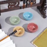 Globleland 4Pcs 4 Colors Multifunctional Ink Dish Plate, Mini Ink Dish for Chinese Calligraphy, Mixed Color, 6.1x3cm, Inner Diameter: 5.3cm, 1pc/color