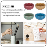 Globleland 4Pcs 4 Colors Multifunctional Ink Dish Plate, Mini Ink Dish for Chinese Calligraphy, Mixed Color, 6.1x3cm, Inner Diameter: 5.3cm, 1pc/color