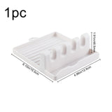 Globleland Plastic Utensil Rest with Drip Pad for Multiple Utensils, Rectangle, White, 155x126x48.5mm
