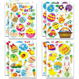 Globleland 8 Sheets 4 Styles Easter Theme Paper Adhesive Stickers, Package Sealing Stickers, Chick & Easter Egg & Rabbit, Mixed Patterns, Mixed Color, 180x130mm, 2 sheets/style