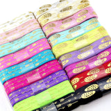 18 Yards Fold Over Elastic Printed Ribbon Band 3/5 Sewing Stretch Elastic Trim Foldover Headband for Hair Ties DIY Sewing Crafts