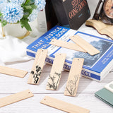 Globleland 24Pcs Blank Bamboo Bookmark, Unfinished Wood Hanging Tags, for Engraving, Painting, Rectangle, Wheat, 120x30x2mm, Hole: 4mm