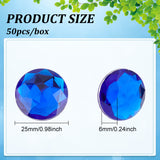 Globleland 50Pcs Self-Adhesive Acrylic Rhinestone Stickers, for DIY Decoration and Crafts, Faceted, Half Round, Blue, 25x6mm