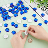 Globleland 50Pcs Self-Adhesive Acrylic Rhinestone Stickers, for DIY Decoration and Crafts, Faceted, Half Round, Blue, 25x6mm