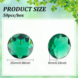 Globleland 50Pcs Self-Adhesive Acrylic Rhinestone Stickers, for DIY Decoration and Crafts, Faceted, Half Round, Green, 25x6mm