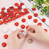 Globleland 50Pcs Self-Adhesive Acrylic Rhinestone Stickers, for DIY Decoration and Crafts, Faceted, Half Round, Red, 25x6mm