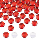 Globleland 50Pcs Self-Adhesive Acrylic Rhinestone Stickers, for DIY Decoration and Crafts, Faceted, Half Round, Red, 25x6mm
