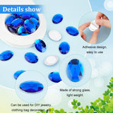 Globleland 30pcs Self-Adhesive Acrylic Rhinestone Stickers, for DIY Decoration and Crafts, Faceted, Oval, Blue, 40x30x6.5mm