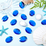 Globleland 30pcs Self-Adhesive Acrylic Rhinestone Stickers, for DIY Decoration and Crafts, Faceted, Oval, Blue, 40x30x6.5mm