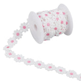 1 Set Daisy Polyester Ribbons, Garment Accessories, with Plastic Empty Spools, Hot Pink, 1(25mm), about 7yards