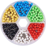 304 Stainless Steel Ball Head Pins, with Acrylic, Mixed Color, 15x4mm