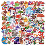 Globleland 100Pcs Autumn Psychedelic Self-Adhesive Stickers, for Trolley Case Laptop cup, Vintage Mushroom Pattern, Colorful, 68x48~68mm