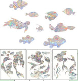 Globleland 6PCS 2 Styles PVC Stickers Dazzling Color Window Stickers 3D Laser Fish And Mermaid Static Glass Window Stickers, Colorful, 200x118mm
