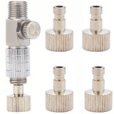 Globleland Brass Air Pipe Changers Set, Painting Spray Nozzle Accessories, with Screw Changers, Column, Platinum, 37x18x12.5mm, Inner Diameter: 5mm and 6.5mm, Screw Changers: 17x11mm, Hole: 2.8mm, 5pcs