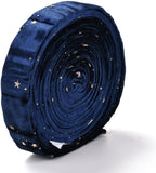 11 Yds ?¡§¡é 1 Midnight Blue Velvet Ribbon, 1 Double Face Satin Ribbon Velvet Ribbon with Gold Star Pattern for Wedding Gift Wrapping Hair Bows Home Christmas Decoration