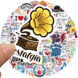 Globleland 50Pcs Musical Theme Waterproof PVC Self-Adhesive Picture Stickers, Cartoon Decals, Word, Mixed Color, 30~60mm