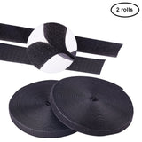 2 Rolls 50m Black Self Adhesive Hook and Loop Tapes Roll Sticky Back Tape Fastener for Picture and Tools Hanging Pedal Board Fastening