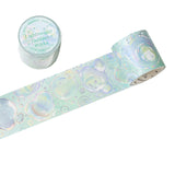 Globleland Ocean Theme Pattern Adhesive Paper Tapes, Decorative Sticker Roll Tape, for Card-Making, Scrapbooking, Diary, Planner, Envelope & Notebooks, Aquamarine, Bubble Pattern, 40mm, about 3.28 Yards(3m)/Roll