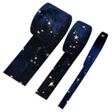 1 Bag 6.6 Yards 3 Sizes Velvet Ribbons with Star Pattern Drak Blue Double Faced Velvet Ribbon for Sewing Craft Gift Package (3/8 inch, 1 inch, 2 inch)