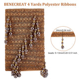 1 Bag 4 Yards Beaded Fringe Trim with Plastic Beads Tassel, 24mm Saddle Brown Bead Sewing Trim Fringe for Home Curtain Table Decoration