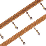 1 Bag 4 Yards Beaded Fringe Trim with Plastic Beads Tassel, 24mm Saddle Brown Bead Sewing Trim Fringe for Home Curtain Table Decoration