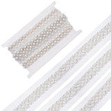 1 Box 2 Yards Pearl Beads Lace Trim Ribbon Pearl Beads Decorative Tape Lace Edge Trim Ribbon Lace Ribbon Trimming for Sewing Wedding Dress Crafts Clothing Accessories, 50mm Wide
