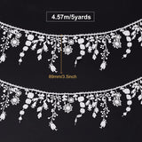 5Yards White Lace Trim Bird and Leaf Shape Tassel Fringe Trim 3.54 Inch Inelastic Embroidery Lace Applique Craft for Sewing Making Jewelry Wrapping and Bridal Wedding Decorations