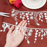 5Yards White Lace Trim Bird and Leaf Shape Tassel Fringe Trim 3.54 Inch Inelastic Embroidery Lace Applique Craft for Sewing Making Jewelry Wrapping and Bridal Wedding Decorations