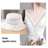 1 Box 2 Yards/1.8m Flower Pearl Beaded Trim White Polyester Lace Trim 55mm Garment Sewing Mesh Trim with Imitation Pearl Beads, Decorative Lace Trim Wedding Bridal Dress Edging Trim
