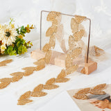 1 Box 2 Yards/1.8m Leaf Beaded Trim Gold Beads Beaded Mesh Trim 84mm Elegant Leaf Pattern Bead Trim Banding, Garment Applique Lace Trim Wedding Bridal Dress Sewing Trim