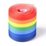 1 Roll Rainbow Polyester Ribbon, Single Face Printed Grosgrain Ribbon, for Crafts Gift Wrapping, Party Decoration, Colorful, 2 inch(51mm), 5 yards/roll(4.57m/roll)