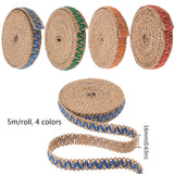 Hemp Ribbons, Jute Ribbons, for Christmas Craft Making, Mixed Color, 5/8 inch(17mm); about 5m/roll, 4 colors, 1roll/color, 4rolls/set
