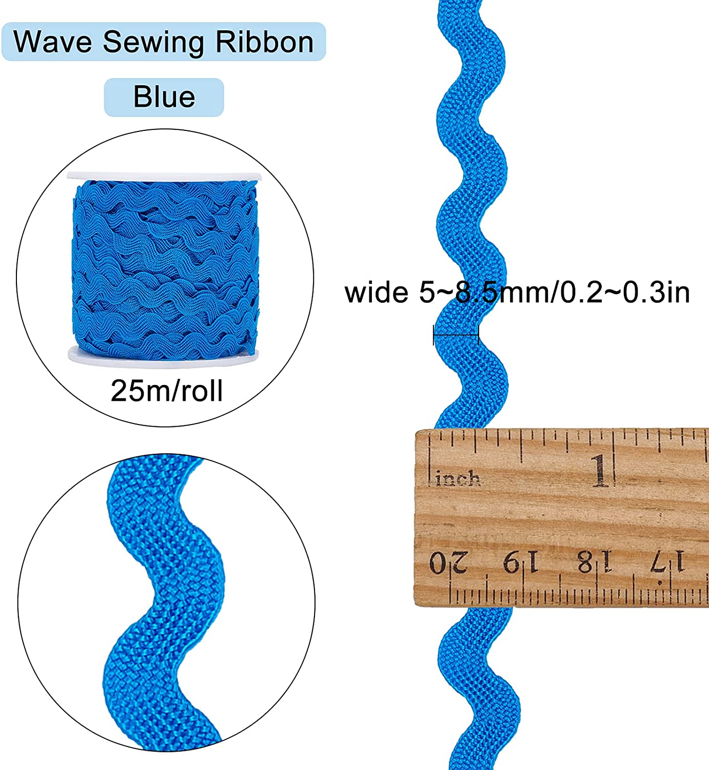 Blue Wave Bending Fringe Trim, Sewing Ribbon