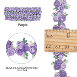 Flower Polyester Trim Ribbon, for Curtain Lace Trimmings, Purple, 3/4 inches(20mm)
