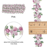 Flower Polyester Trim Ribbon, for Curtain Lace Trimmings, Pink, 3/4 inches(20mm)