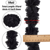 1 Bag 5 Yards 3D Chiffon Flower Lace Edge Trim Ribbon 1-7/8 Inch Width Vintage Style Black Edging Trimming Fabric for DIY Sewing Applique Wedding Dress Clothes Embroidery Decoration Accessories