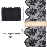 1 Bag 5 Yards 4.3 Inch Wide Floral Embroidery Lace Trim Ribbon Black Flowers Embroidered Tulle Lace Edging Trimmings for DIY Sewing Crafts Dress Tablecloth Hair Band Wedding Decorations