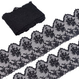 1 Bag 5 Yards 4.3 Inch Wide Floral Embroidery Lace Trim Ribbon Black Flowers Embroidered Tulle Lace Edging Trimmings for DIY Sewing Crafts Dress Tablecloth Hair Band Wedding Decorations